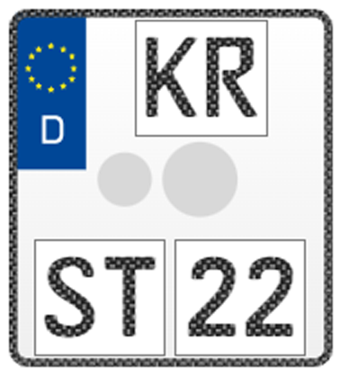 Motorrad-Kennzeichen, 180x200 mm (Standard), mit Carbon-Optik